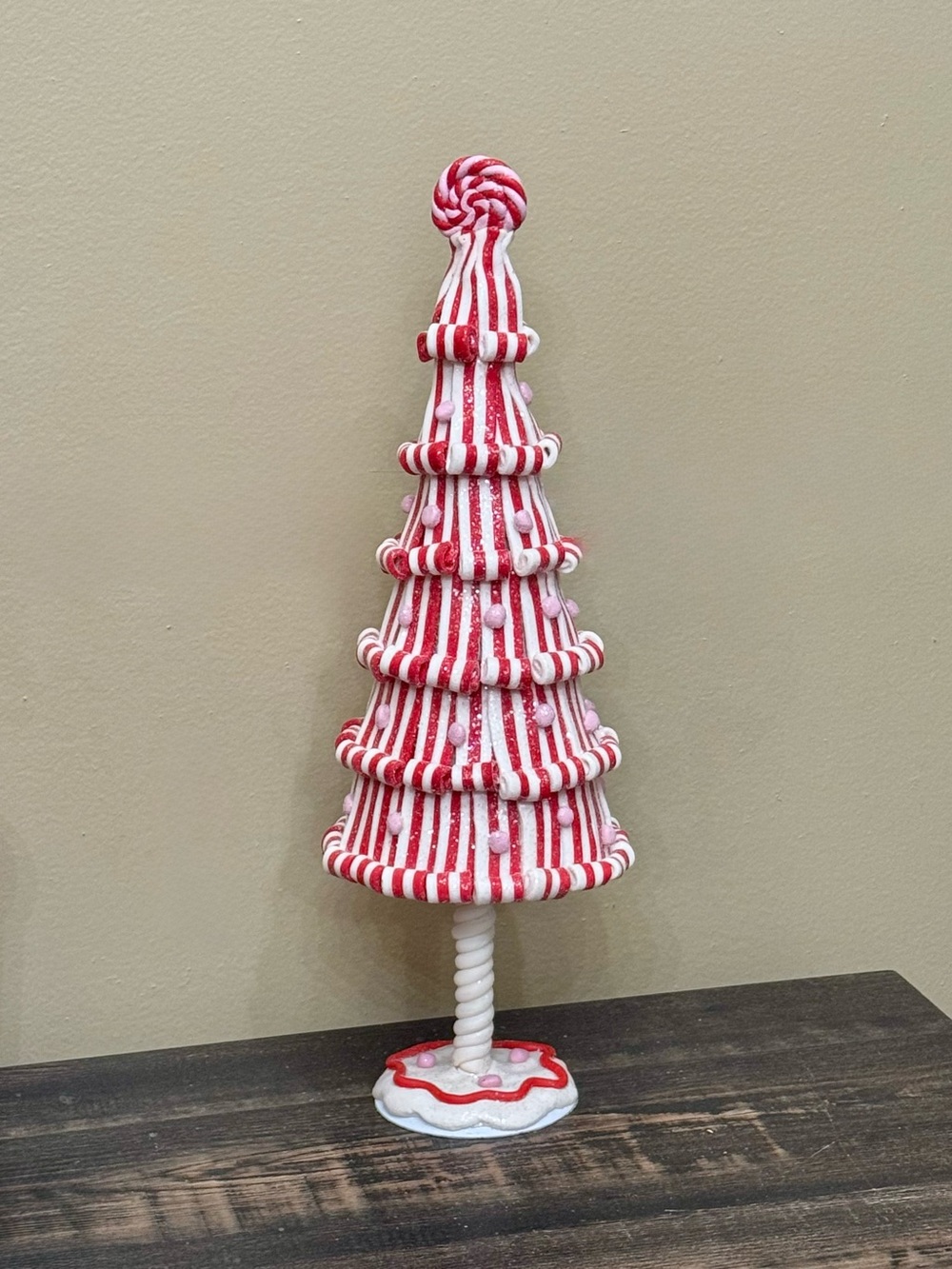 Holiday Candy Stripe Tabletop Tree - Red and White